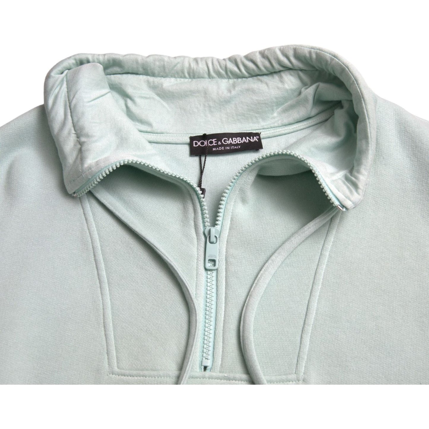 Dolce & Gabbana Mint Green Cotton Pockets Pullover Sweater