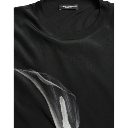 Dolce & Gabbana Black Floral Print Crewneck Pullover Sweater