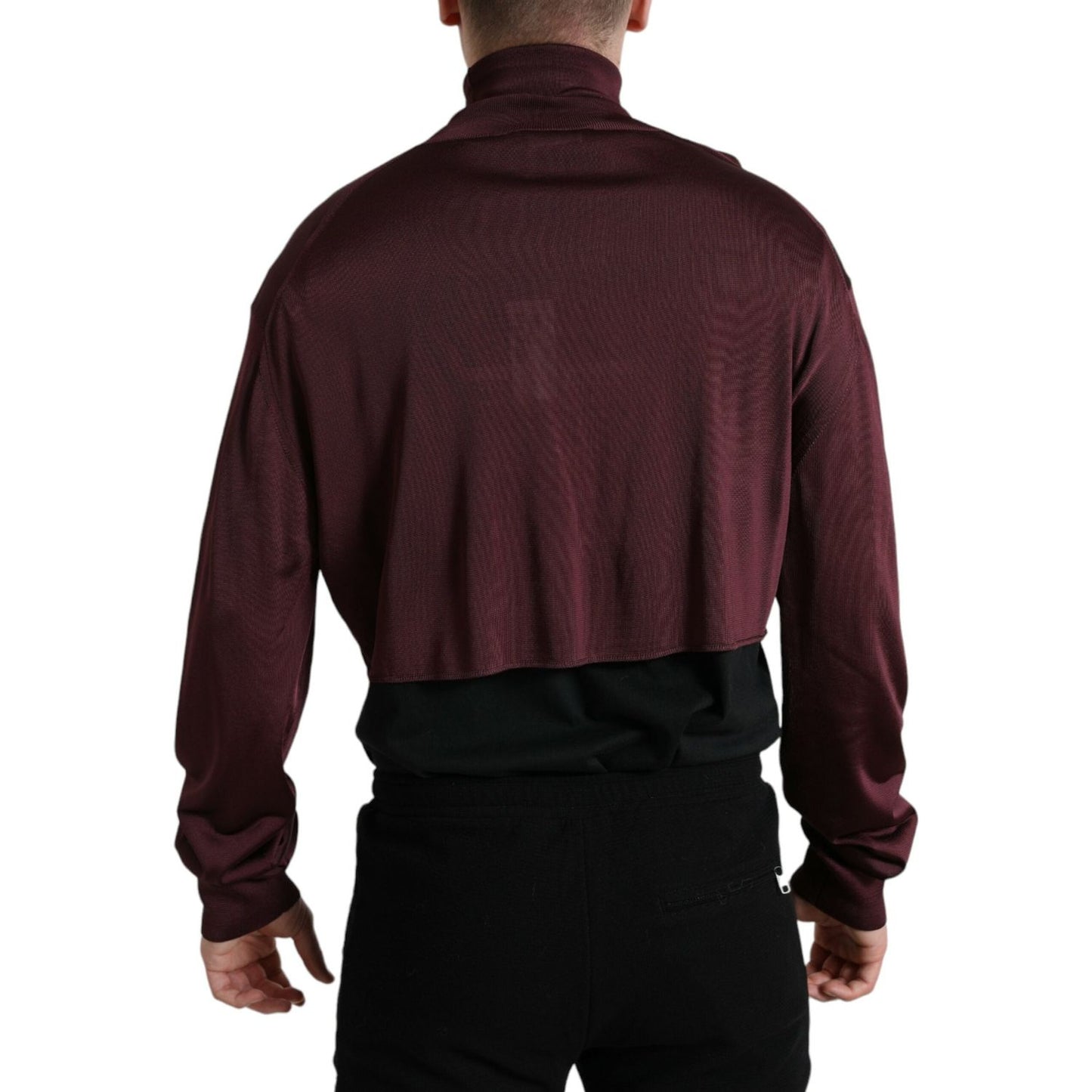 Dolce & Gabbana Maroon Viscose Turtleneck Pullover Sweater