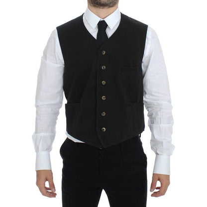 Dolce & Gabbana Black Cotton Blend Dress Vest Gilet