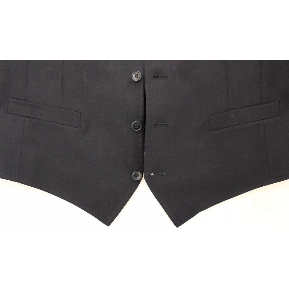 Dolce & Gabbana Gray Striped Wool Silk Dress Vest Gilet