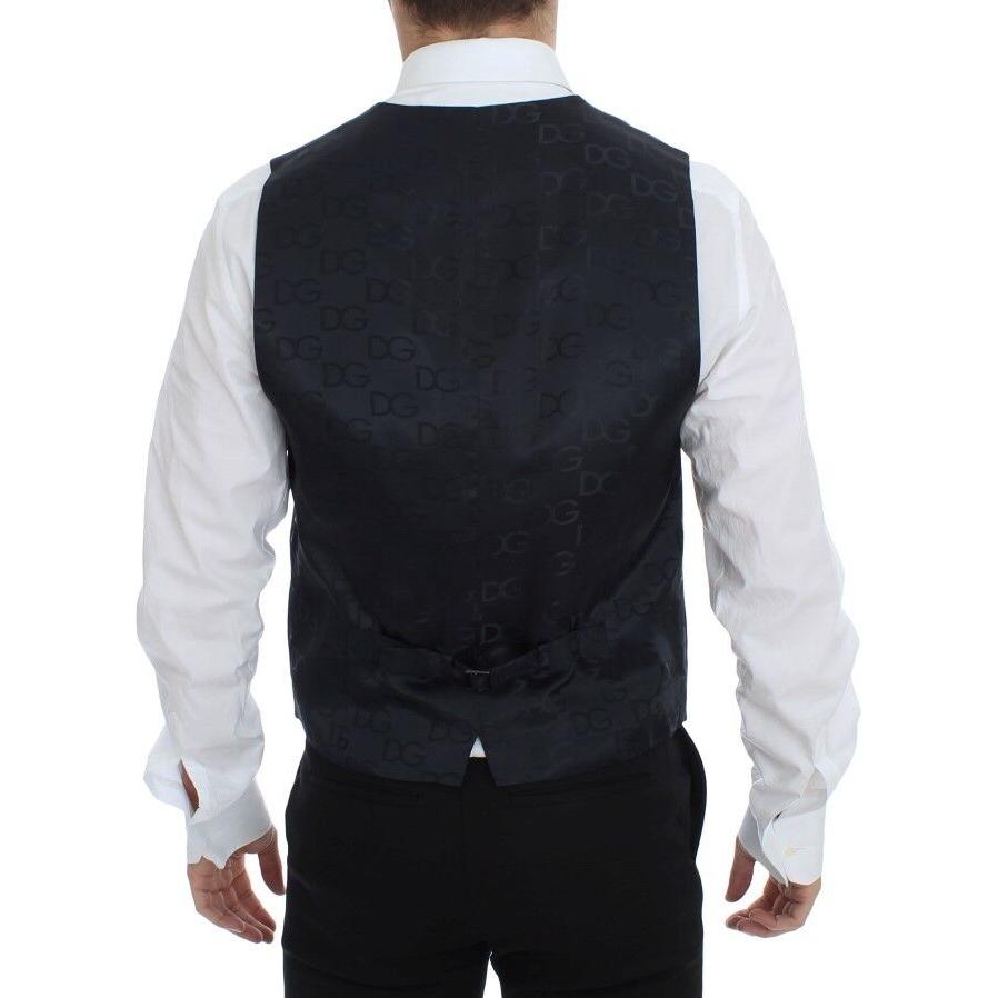 Dolce & Gabbana Gray Striped Wool Silk Dress Vest Gilet
