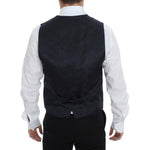 Dolce & Gabbana Gray Striped Wool Silk Dress Vest Gilet