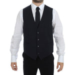 Dolce & Gabbana Gray Striped Wool Silk Dress Vest Gilet