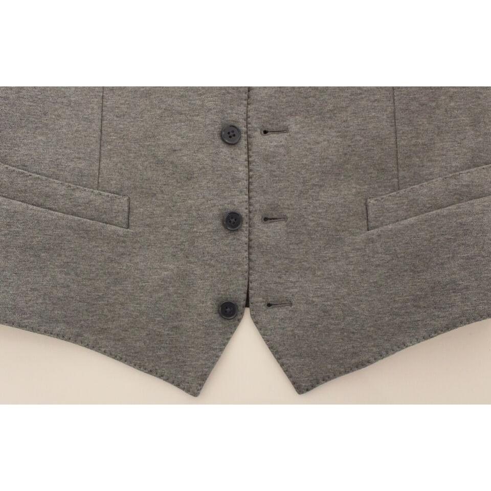 Dolce & Gabbana Gray Cotton Stretch Dress Vest Blazer