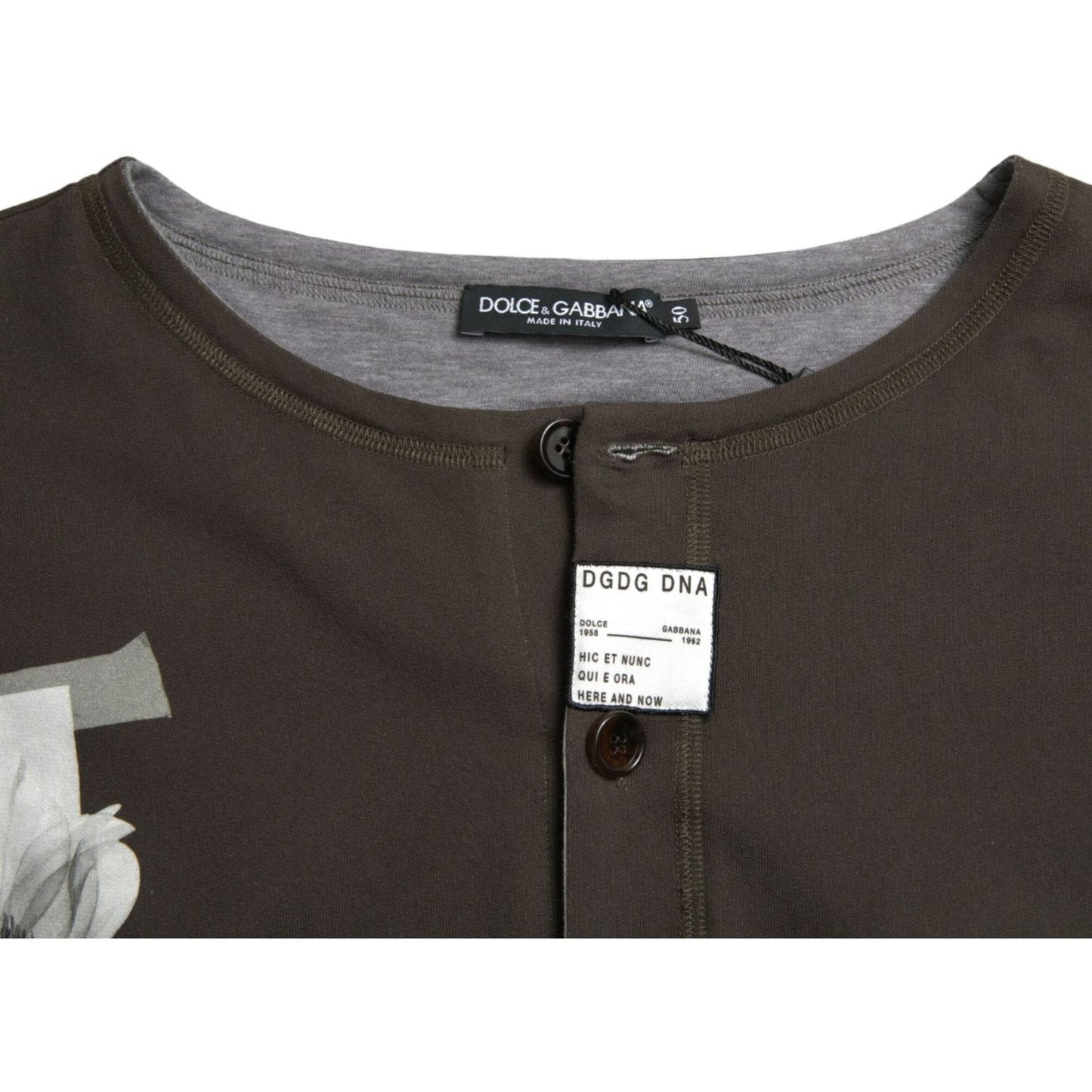 Dolce & Gabbana Dark Gray Cotton Button Down Pullover Sweater