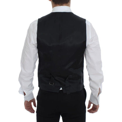 Dolce & Gabbana Black Striped Wool Single Breasted Vest1728,67345645728,Black,Clothing,Dolce & Gabbana,IT48 | M,Material: 100% Wool,Men,Men - Clothing,New with tags,Suits & Blazers - Clothing,Vests - Men - Clothing,Waistcoats - Suits & Blazers - Clothing