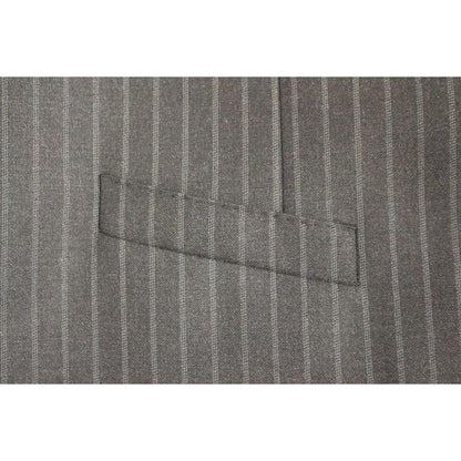 Dolce & Gabbana Gray Striped Wool Logo Vest Gilet Weste