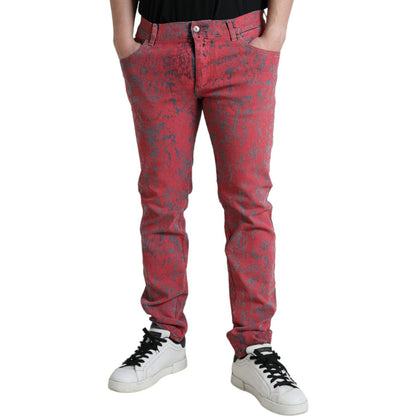 Dolce & Gabbana Red Cotton Dye Slim Fit Men Denim Jeans