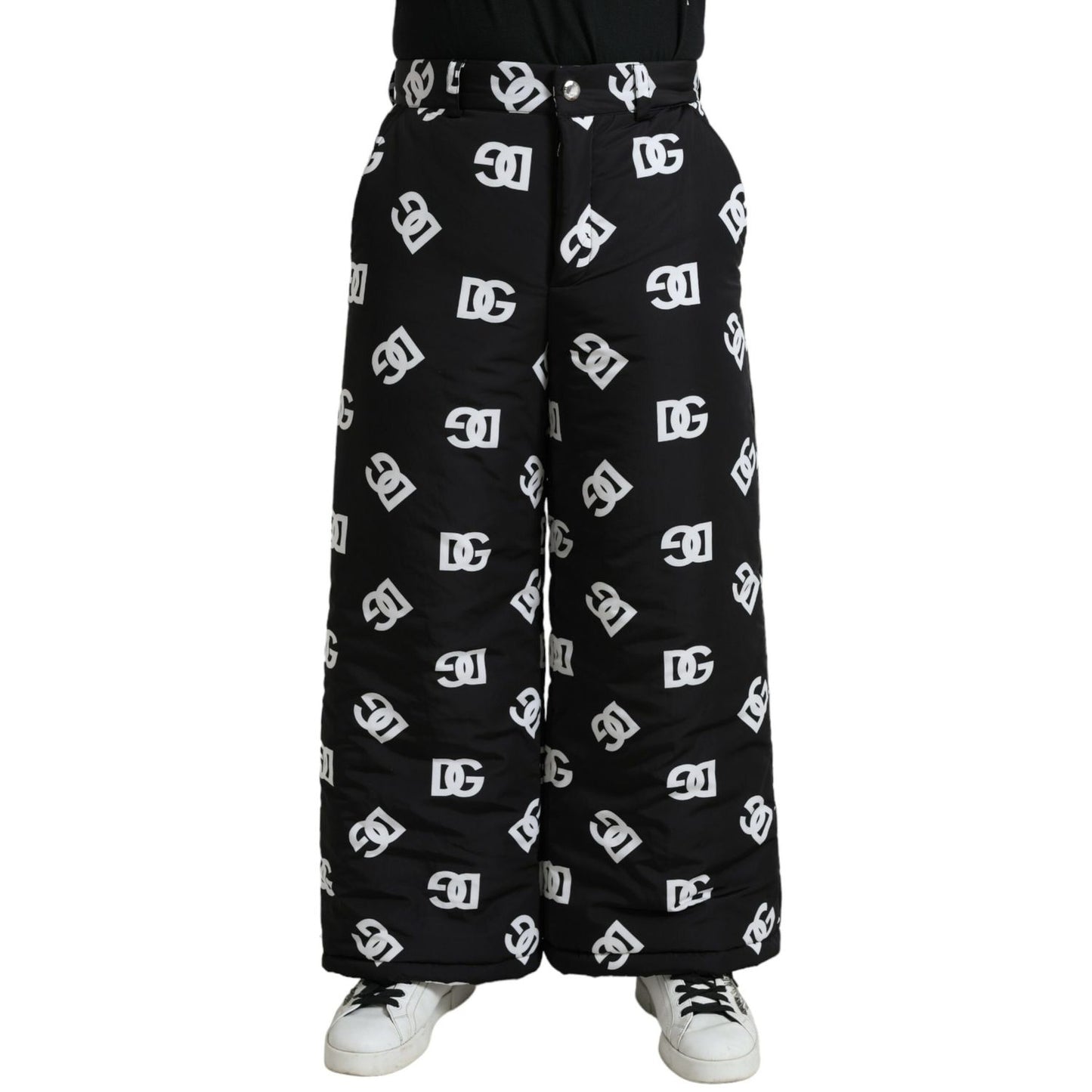 Dolce & Gabbana Black Logo DG Print Wide Leg Pants