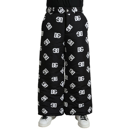 Dolce & Gabbana Black Logo DG Print Wide Leg Pants