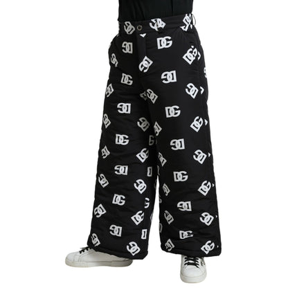 Dolce & Gabbana Black Logo DG Print Wide Leg Pants