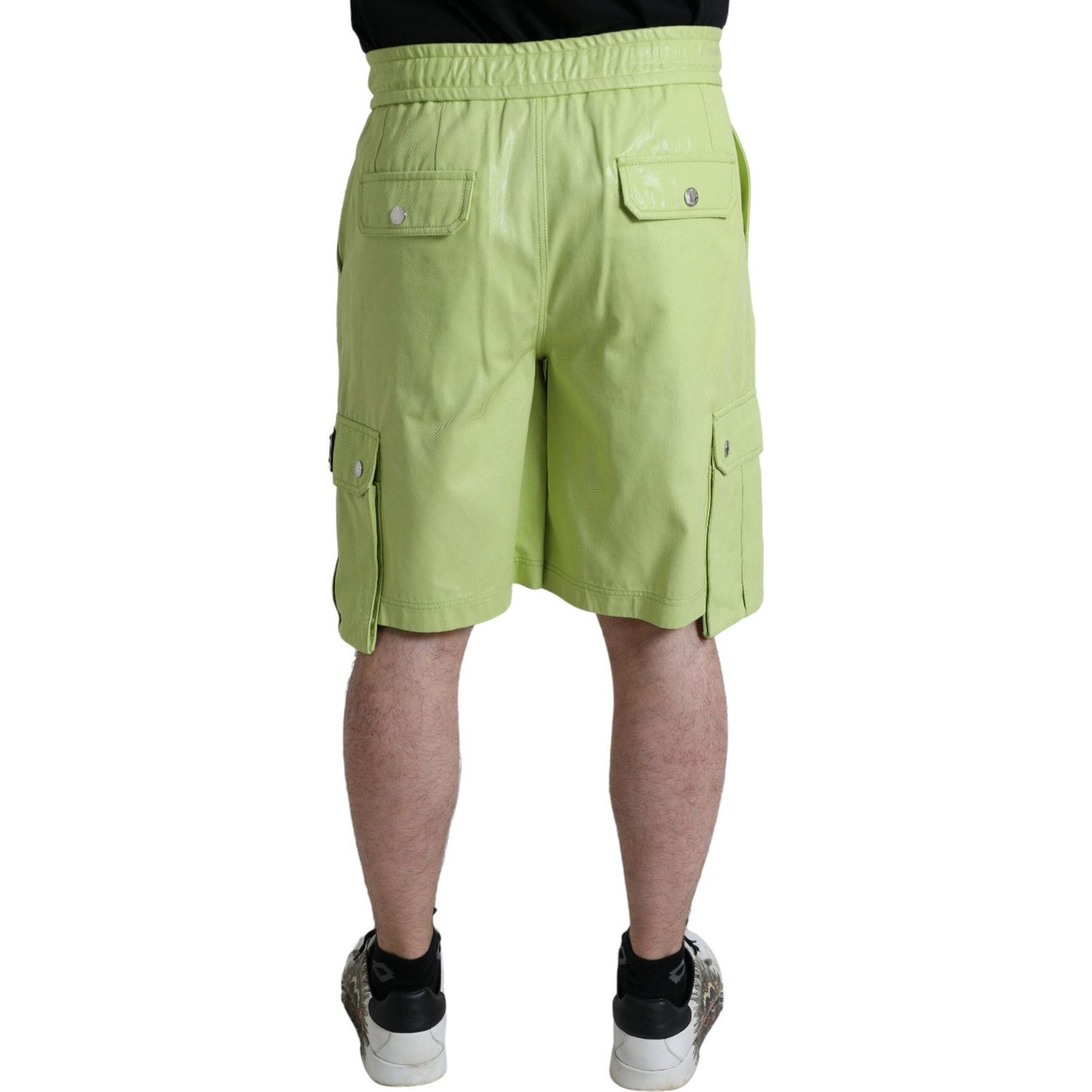 Dolce & Gabbana Light Green Cotton Men Cargo Bermuda Shorts