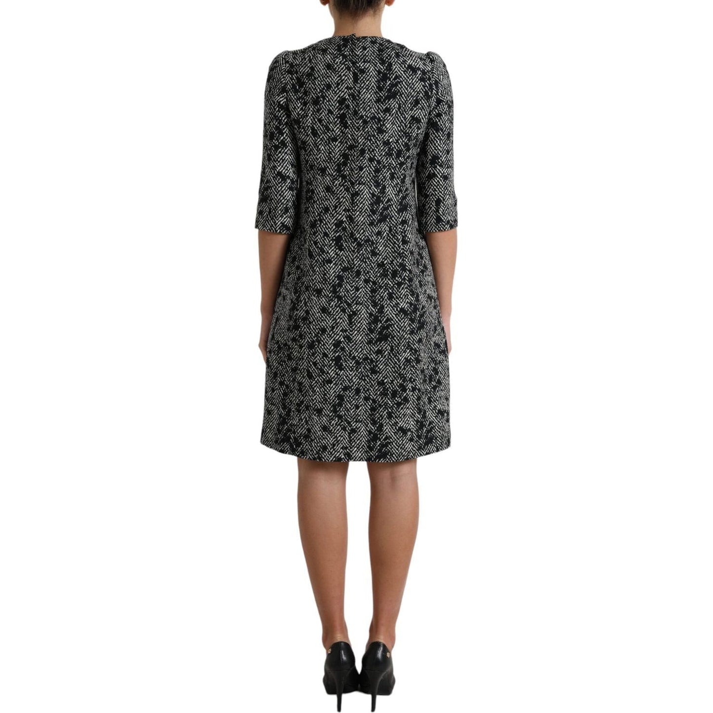 Dolce & Gabbana Black Chevron Polyester Shift Mini Dress