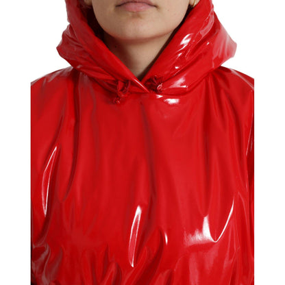 Dolce & Gabbana Shiny Red Hooded Cropped Short Coat Jacket Dolce & Gabbana