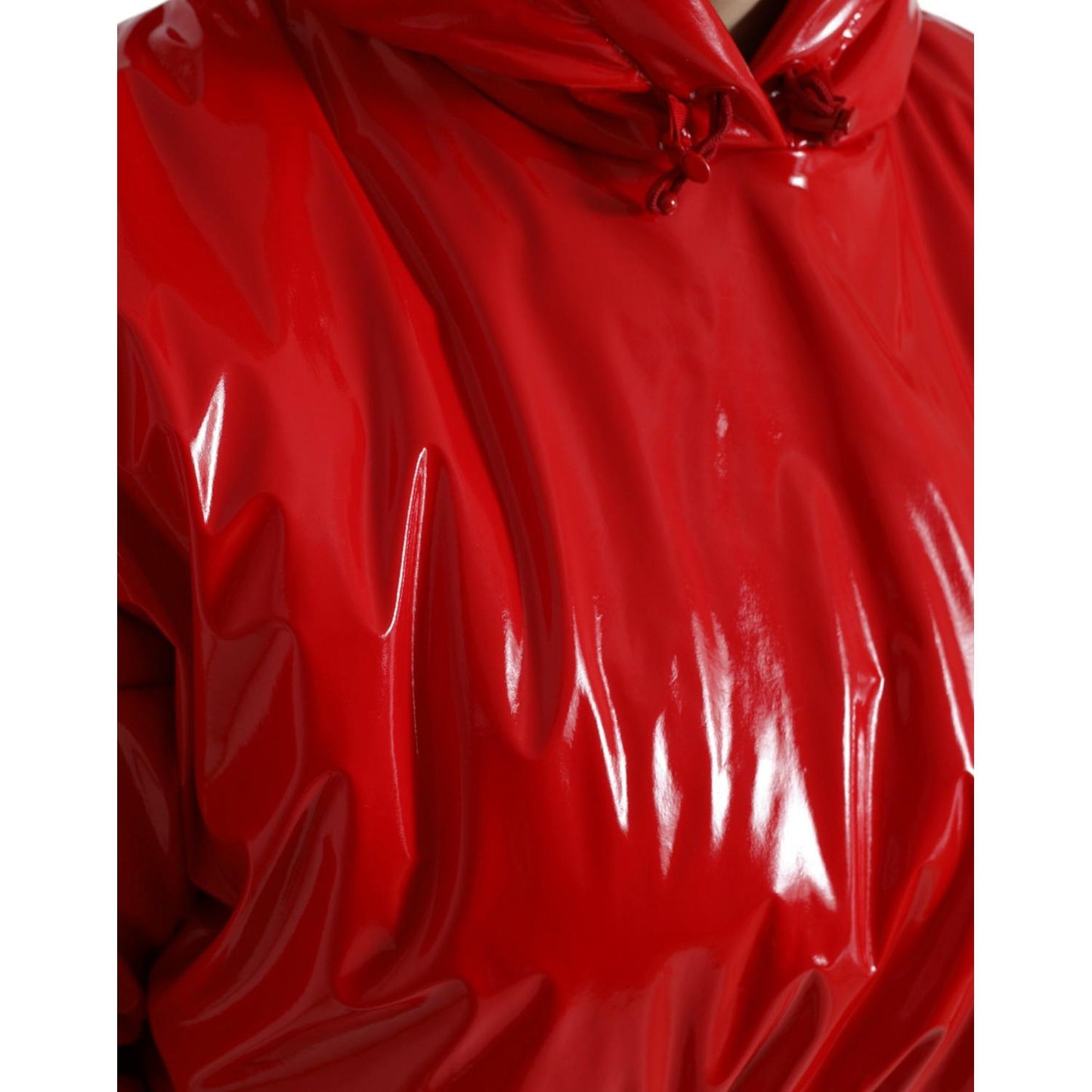 Dolce & Gabbana Shiny Red Hooded Cropped Short Coat Jacket Dolce & Gabbana