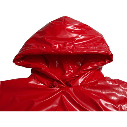 Dolce & Gabbana Shiny Red Hooded Cropped Short Coat Jacket Dolce & Gabbana