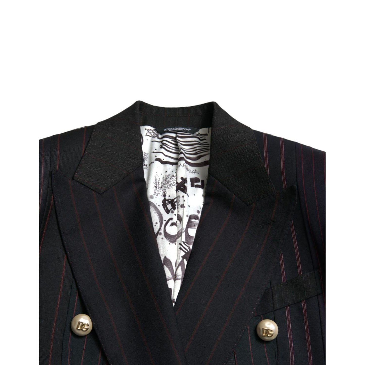 Dolce & Gabbana Black Striped SICILIA Double Breasted Jacket