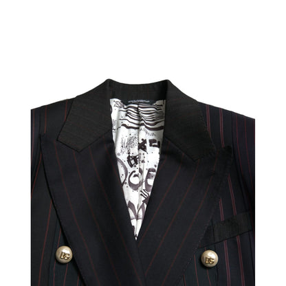 Dolce & Gabbana Black Striped SICILIA Double Breasted Jacket