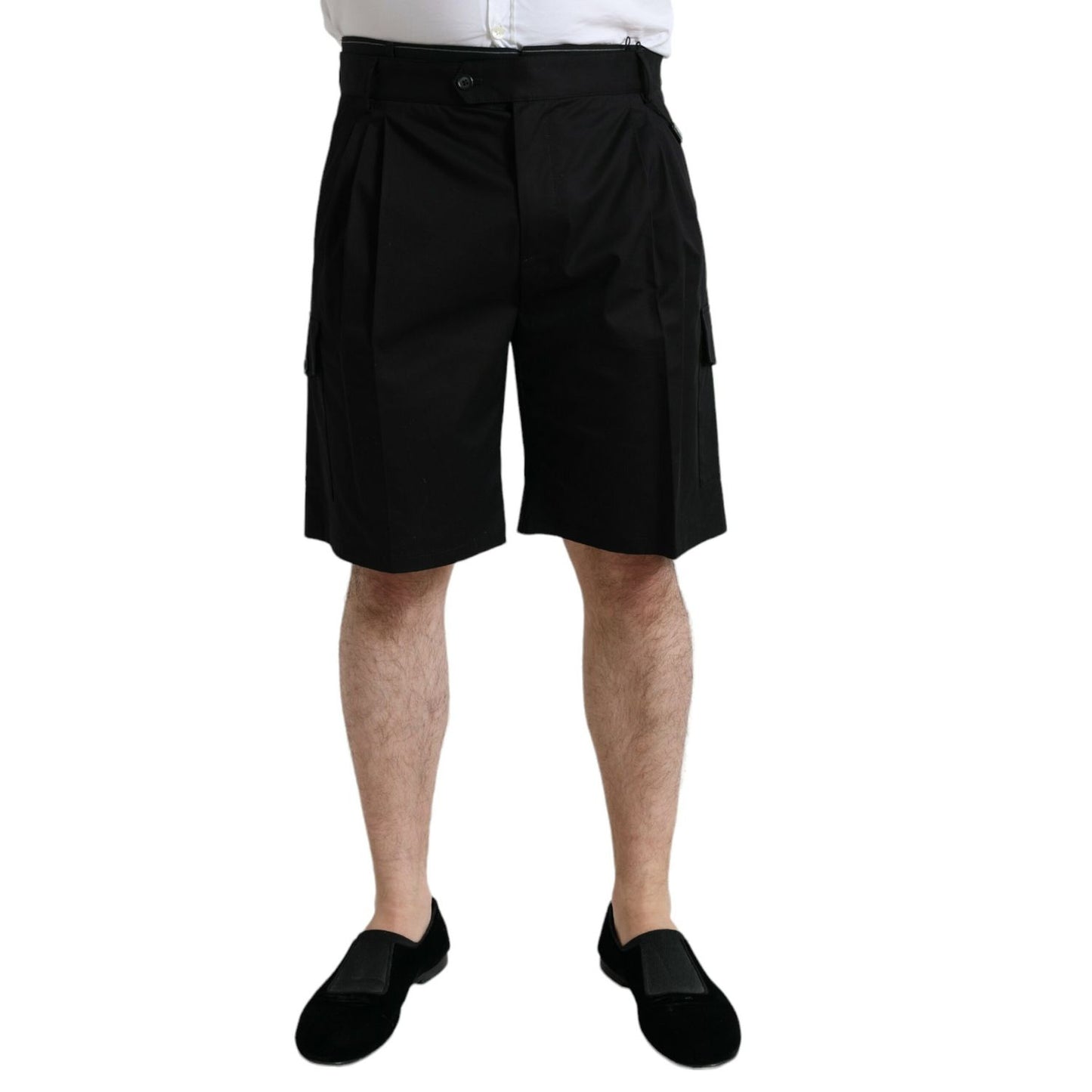 Dolce & Gabbana Black Cotton Stretch Cargo Bermuda Shorts