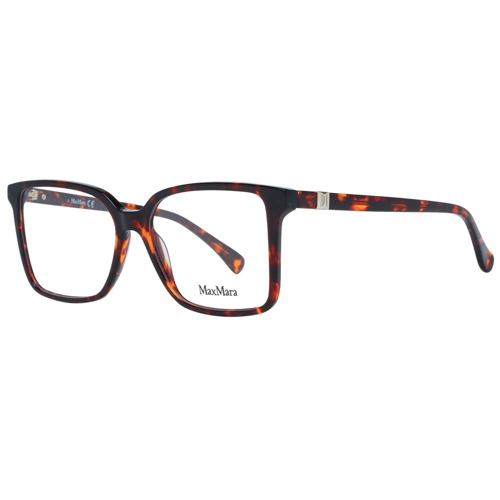 Max Mara Brown Women Glasses Frame in acetate, square style, full-rim design, 54-15-140 size, branded case included.