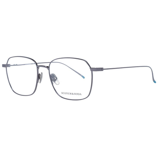 Scotch & Soda Gray Men Glasses Frame in gunmetal, full-rim square style, metal frame, demo plastic lenses, size 53-18-140.