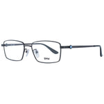 BMW Black Men Glasses Frame with full-rim black titanium rectangle design, demo plastic lenses, and branded case included.