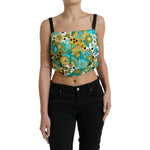 Dolce & Gabbana Multicolor Floral Sleeveless Cropped Top