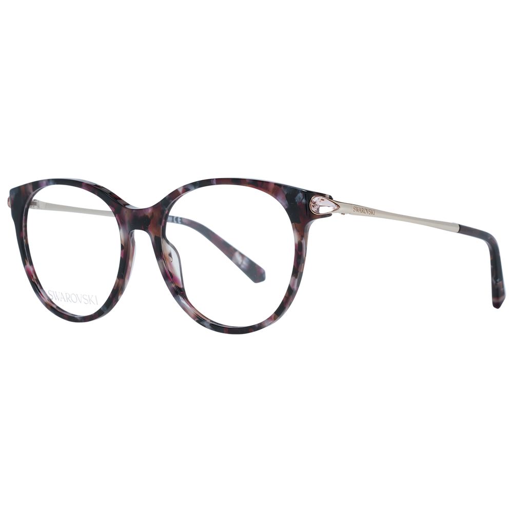 Swarovski Brown Women Glasses Frame, round acetate, brown color, demo plastic lenses, includes branded case, style and elegance