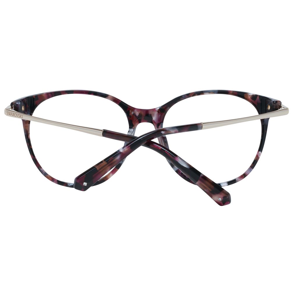 Swarovski Brown Women Glasses Frame in acetate with demo lenses, round style, size 53-16-135, includes branded case.