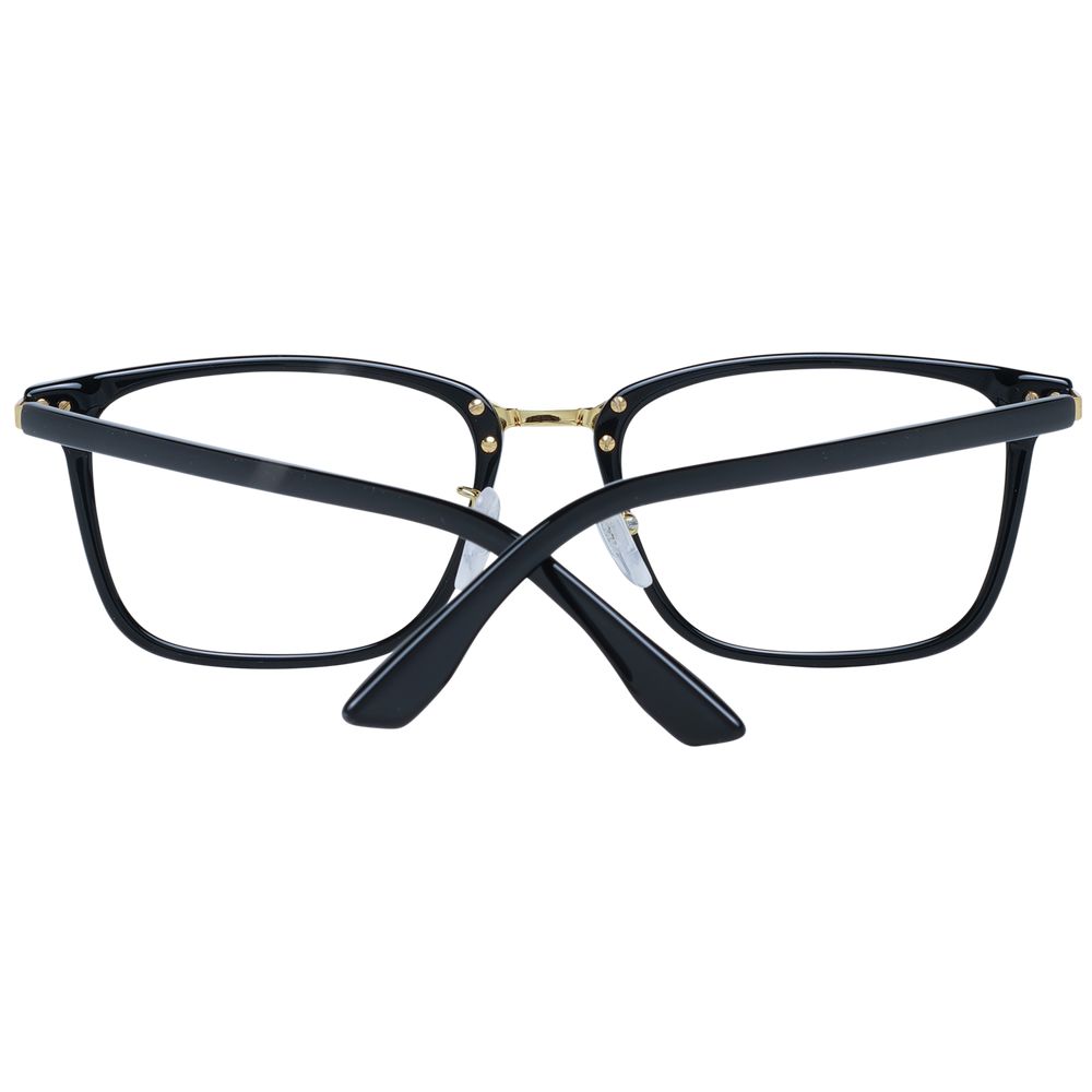 BMW Black Men Glasses Frame with full-rim rectangle plastic design, demo lenses, 55-19-145 size, and branded case included.