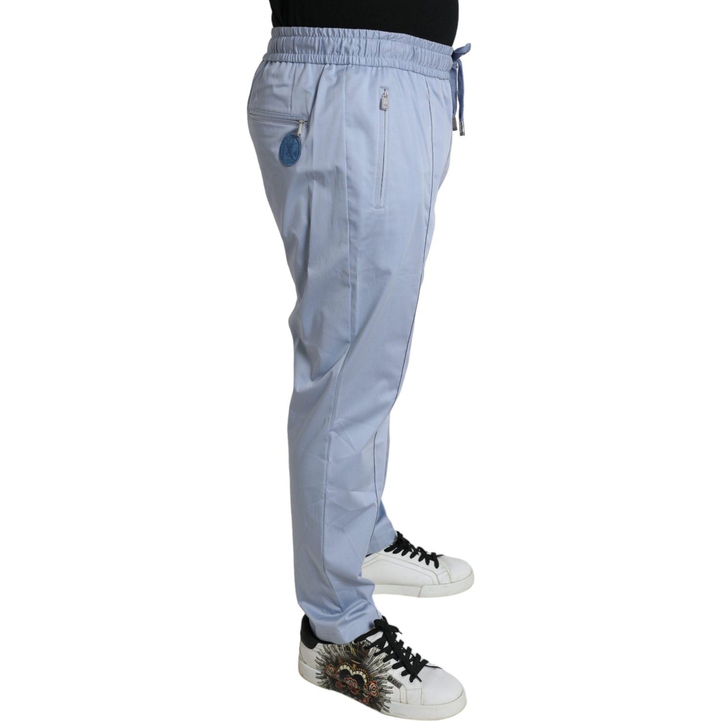 Dolce & Gabbana Light Blue Cotton Stretch Jogger Pants