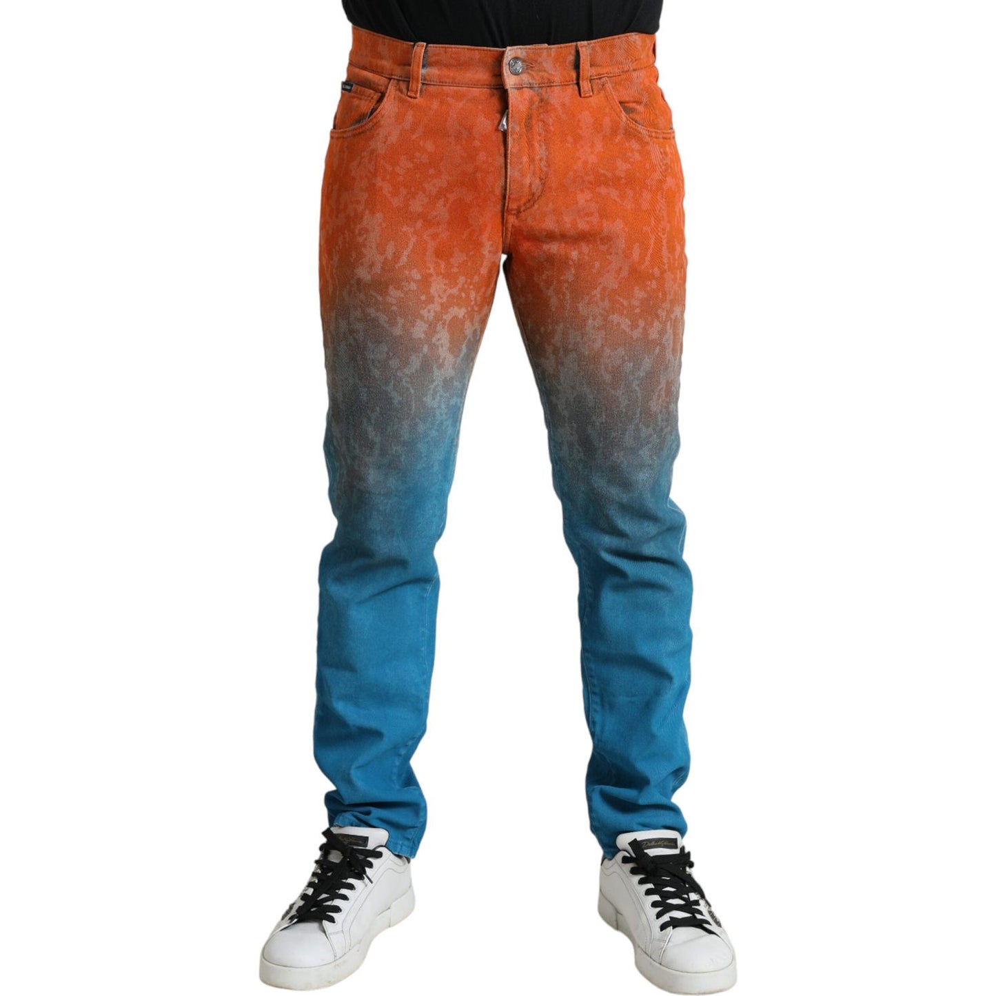 Dolce & Gabbana Multicolor Ombre Cotton Slim Fit Denim Jeans
