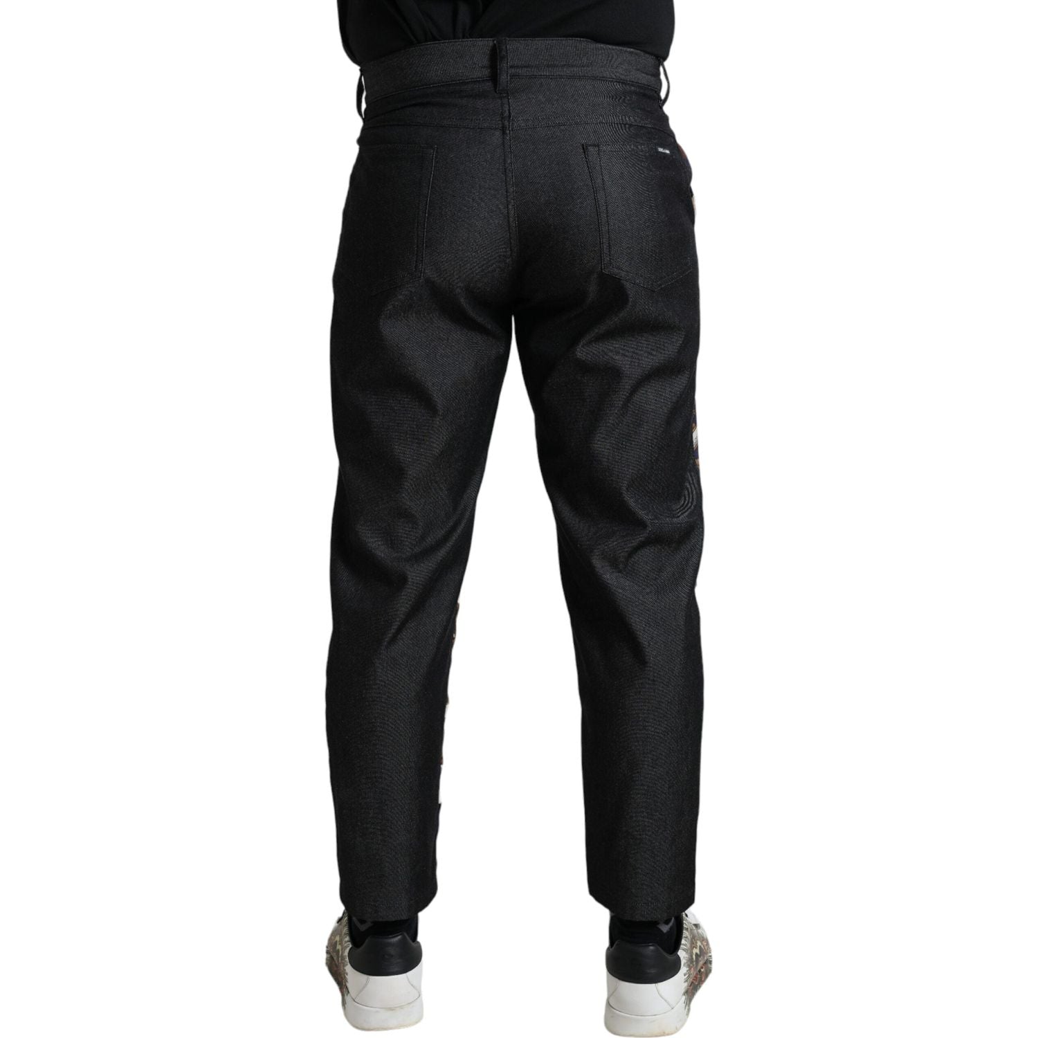 Dolce & Gabbana Multicolor Heraldic Skinny Men Pants