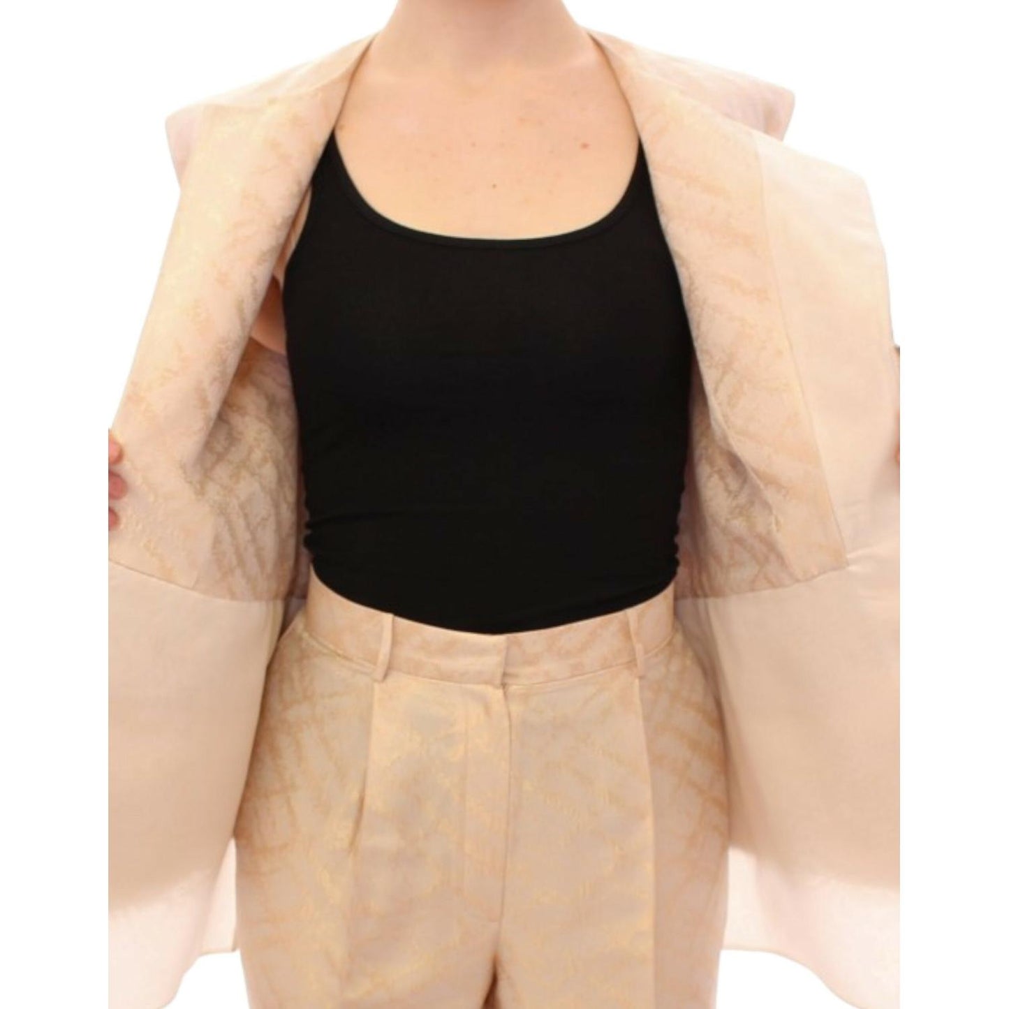 Zeyneptosun Beige brocade sleeveless jacket Coats & Jackets