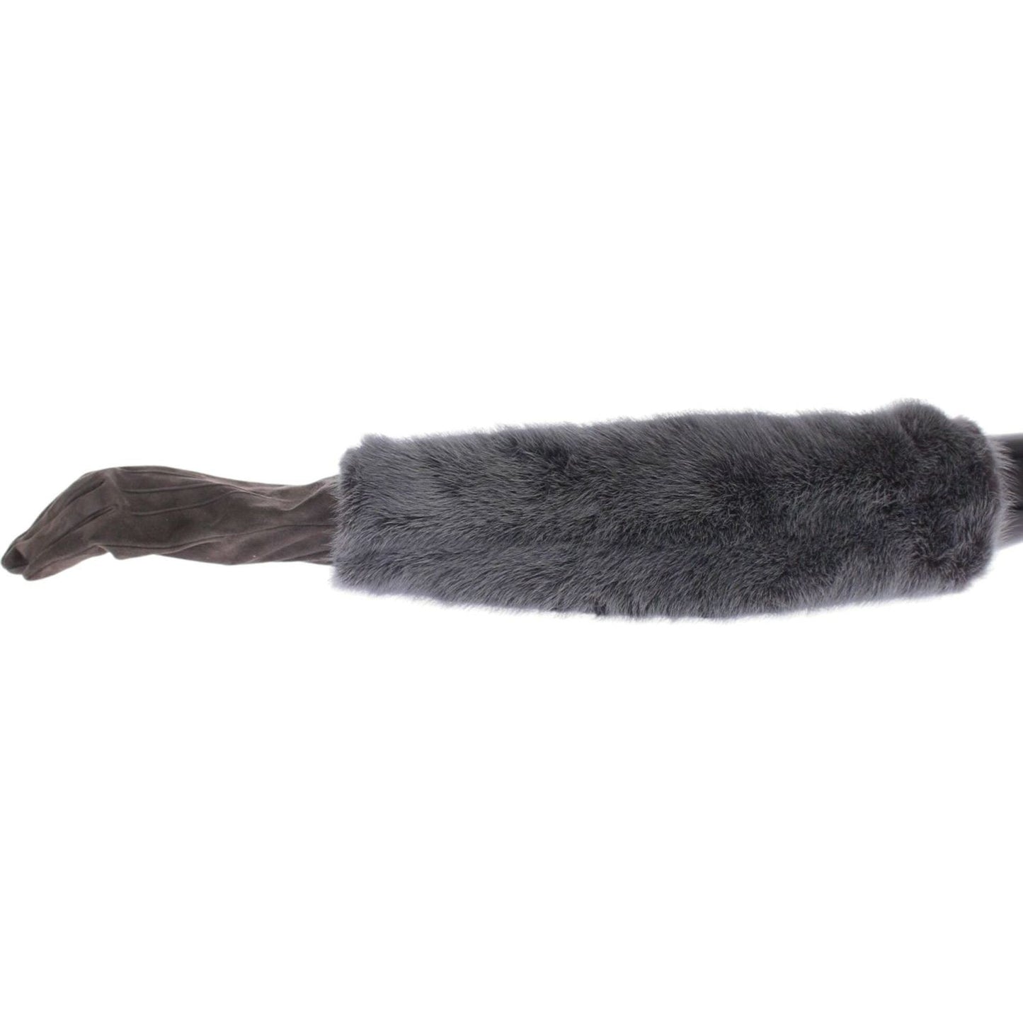 Dolce & Gabbana Gray Mink Fur Lambskin Suede Leather Gloves