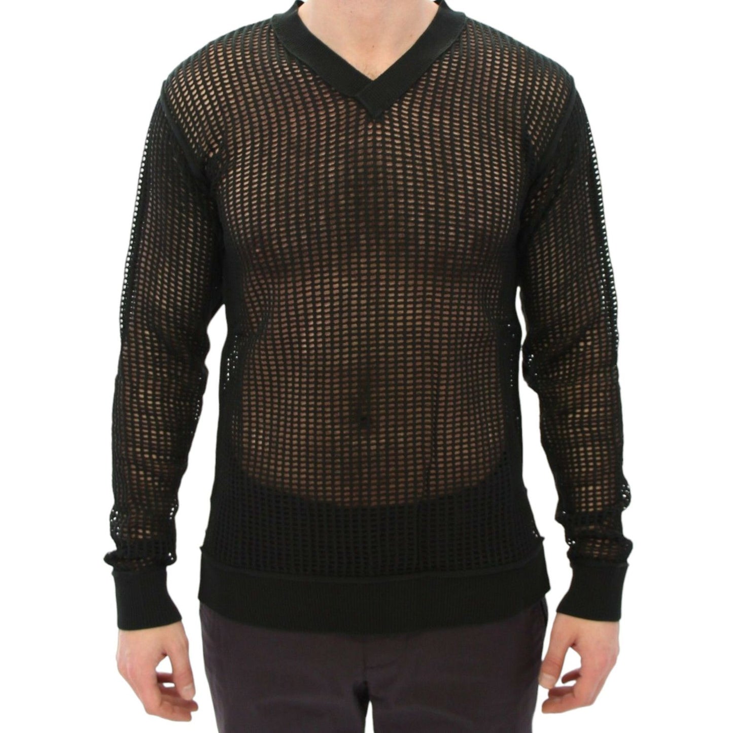 Dolce & Gabbana Dark Green Runway Netz Pullover Netted Sweater