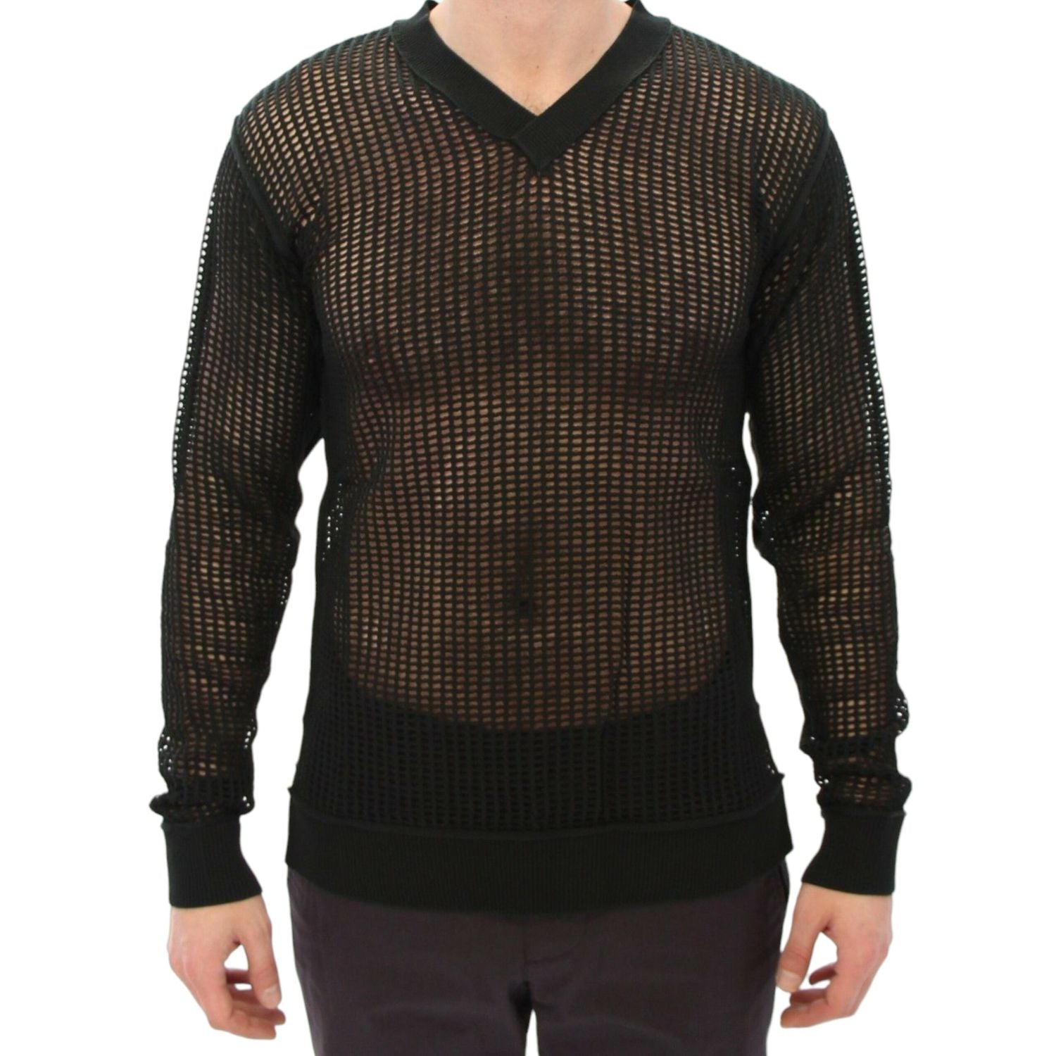 Dolce & Gabbana Dark Green Runway Netz Pullover Netted Sweater