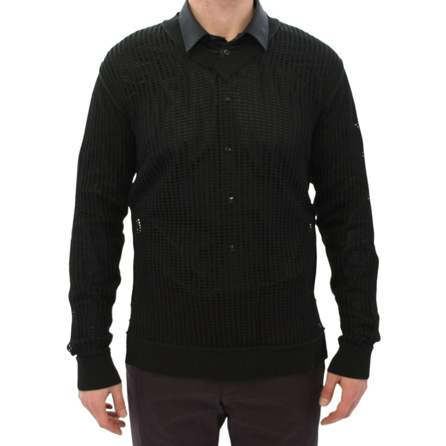 Dolce & Gabbana Dark Green Runway Netz Pullover Netted Sweater
