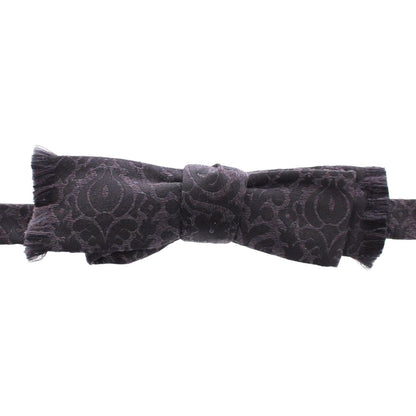 Dolce & Gabbana Gray Black Wool Silk Bow Tie
