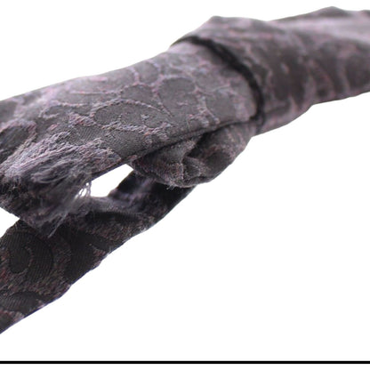 Dolce & Gabbana Gray Black Wool Silk Bow Tie