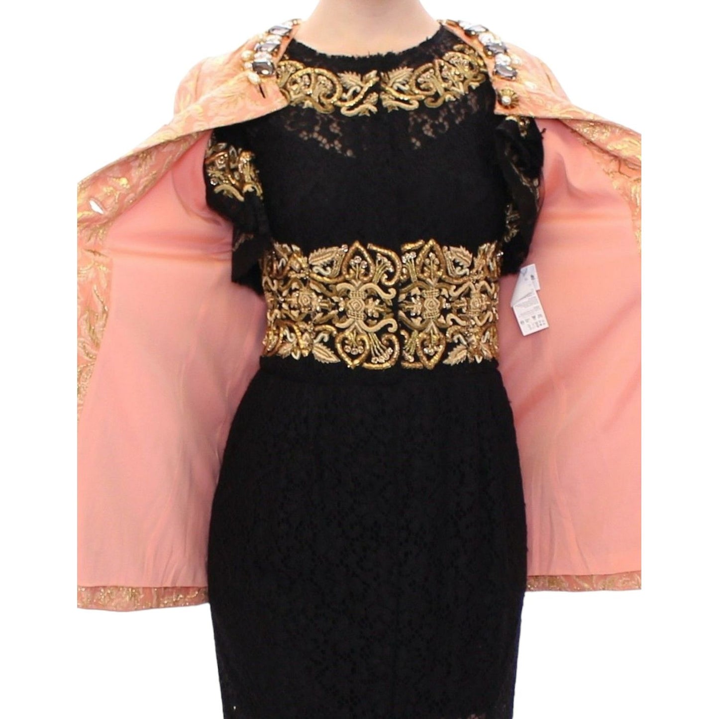 Dolce & Gabbana Pink Silk Brocade Crystal Jacket Coat