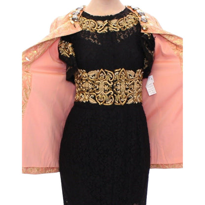 Dolce & Gabbana Pink Silk Brocade Crystal Jacket Coat