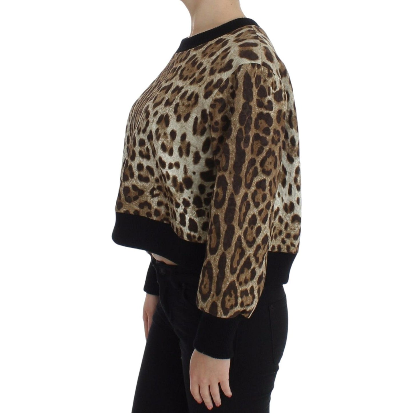 Dolce & Gabbana Leopard Print Crewneck Short Sweater