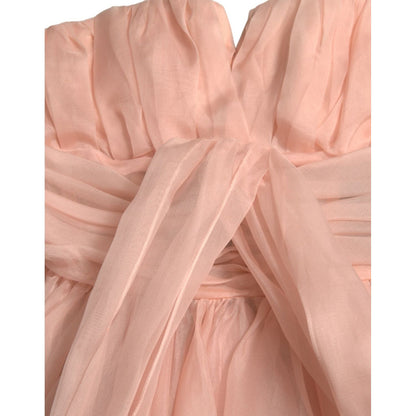 Dolce & Gabbana Pink Silk Chiffon Halter A-line Pleated Midi Dress