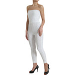 Dolce & Gabbana White Nylon Strapless Bodycon Jumpsuit Dress