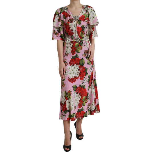 Dolce & Gabbana Multicolor Floral Crystal Embellished A-line Dress