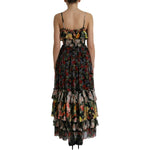 Dolce & Gabbana Multicolor Floral Chiffon Tiered Maxi Dress