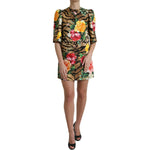 Dolce & Gabbana Multicolor Tiger Floral Print Shift Mini Dress