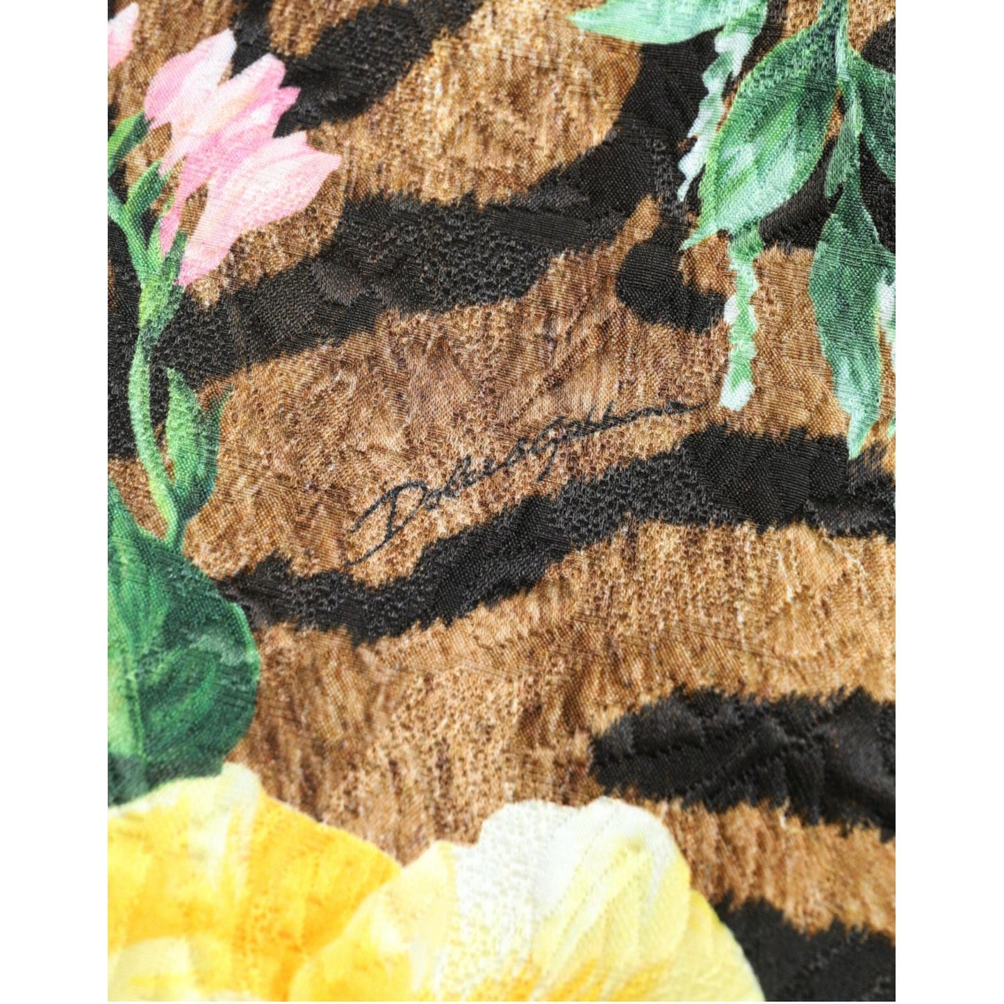 Dolce & Gabbana Multicolor Tiger Floral Print Shift Mini Dress